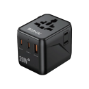 Compact black SYNK Thunder Series 20W travel wall charger featuring interchangeable plug pins and a high-speed USB-C charging port